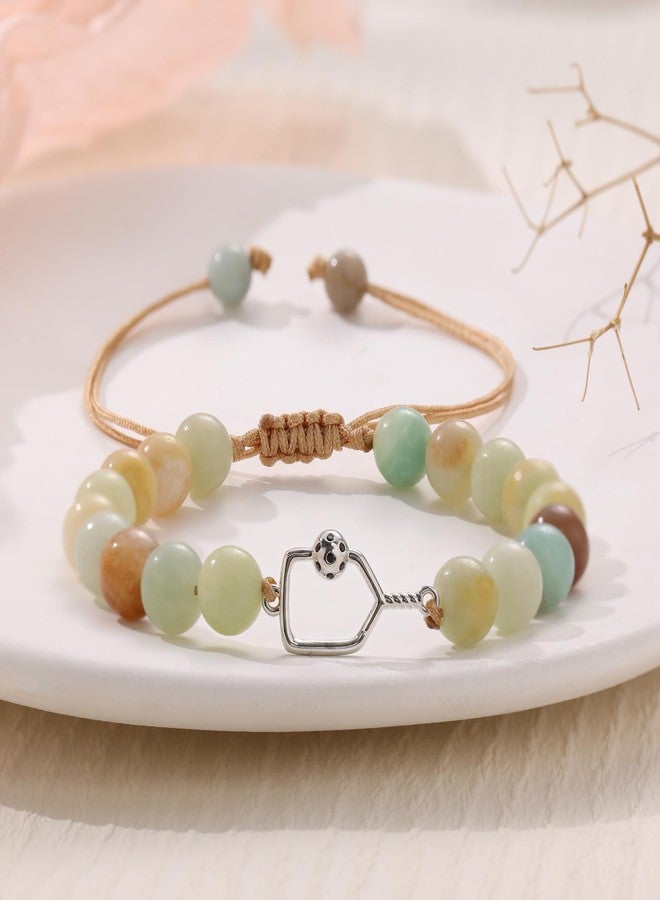 Sistble Pickleball Bracelet Gifts for Pickleball Lovers, Pickleball Bracelets for Women Teen Gifts Natural Stone Pickleball Accessories Birthday Gifts for Pickleball Friends Sport Jewelry - Image 4